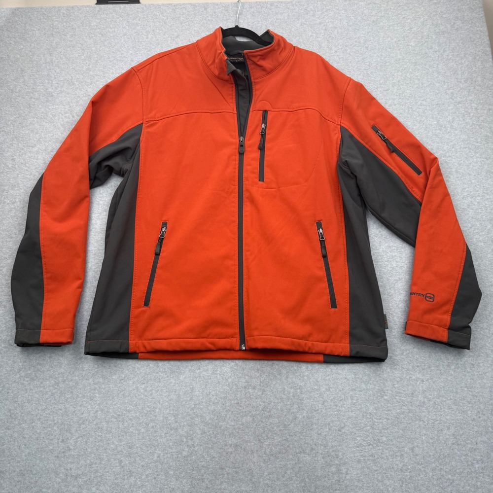 Free Country Softshell Jacket Mens XL Gorpcore Outdoors Water Resistant Orange